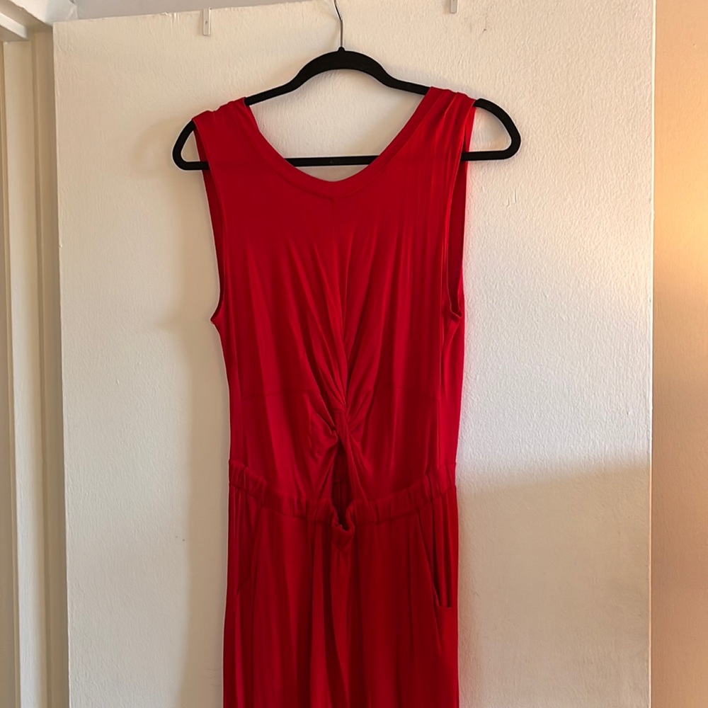Red Cotton Cut Out Cropped Romper